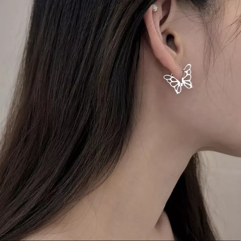 New Sterling Silver 925 Butterfly Earrings set